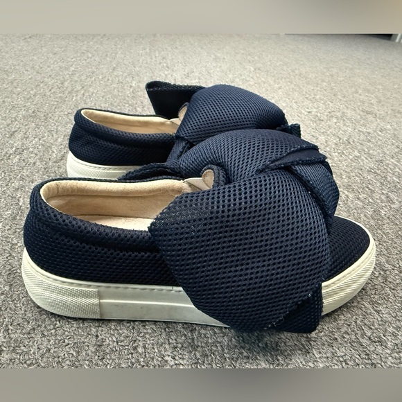Joshua Sanders Blue Mesh Felt Bow Slip On Sneakers Size 37 - Picture 2 of 6